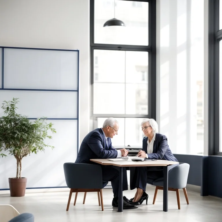 Legal advisor meeting with a pensioner client